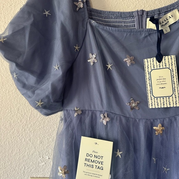 Jessakae - L NWT Star Embroidered Tulle Maxi Dress - Lavender Blue Wendy Dress - Picture 4 of 4